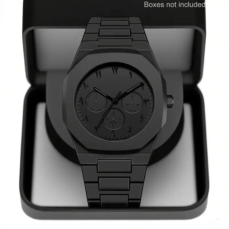 2pc/1pc Fashion handsome pointer men's watch set, classic and versatile polygonal dial men's watch, suitable for various festiva