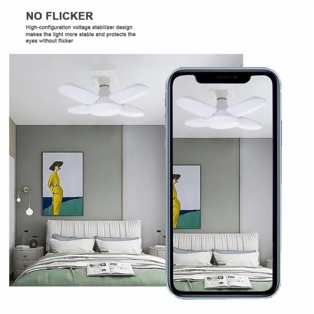 E27 LED Bulb Fan Blade Timing Lamp AC85V-265V 38W Foldable Led Light Bulb Lampada For Home Ceiling Light With Remote Controller