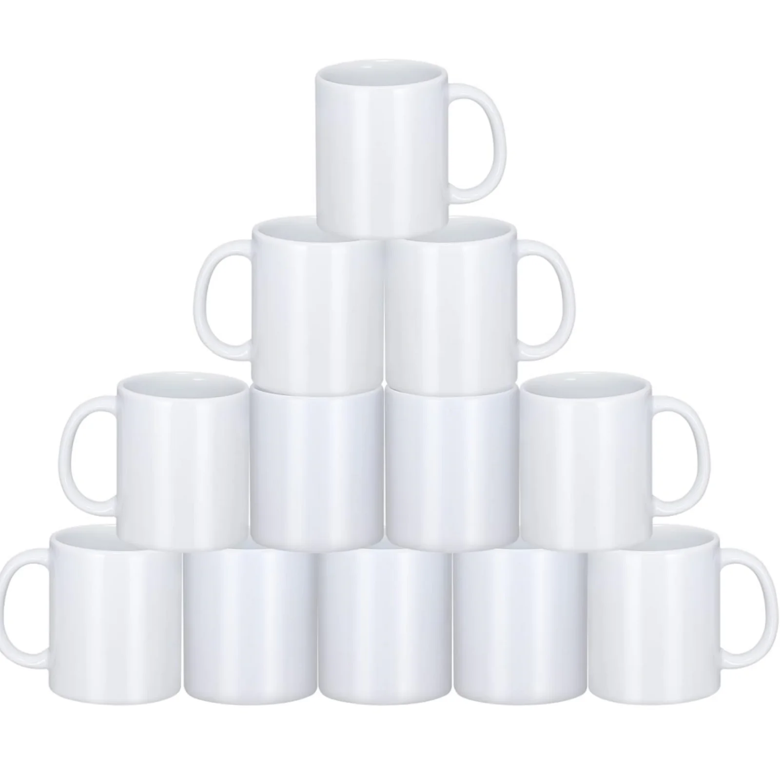 HTVRONT Sublimation Mugs Blank White Ceramic Sublimation Cups, Bulk Mugs for Coffee, Tea, Latte, Soup, Milk, Hot Cocoa 11 oz Set of 12