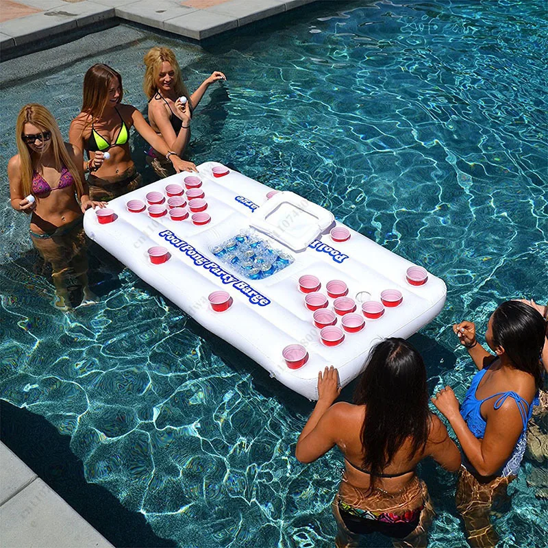 Inflatable Beer Table 28 Cup Holes Floating Water  Table Tennis Game Table Entertainment Ice Trough