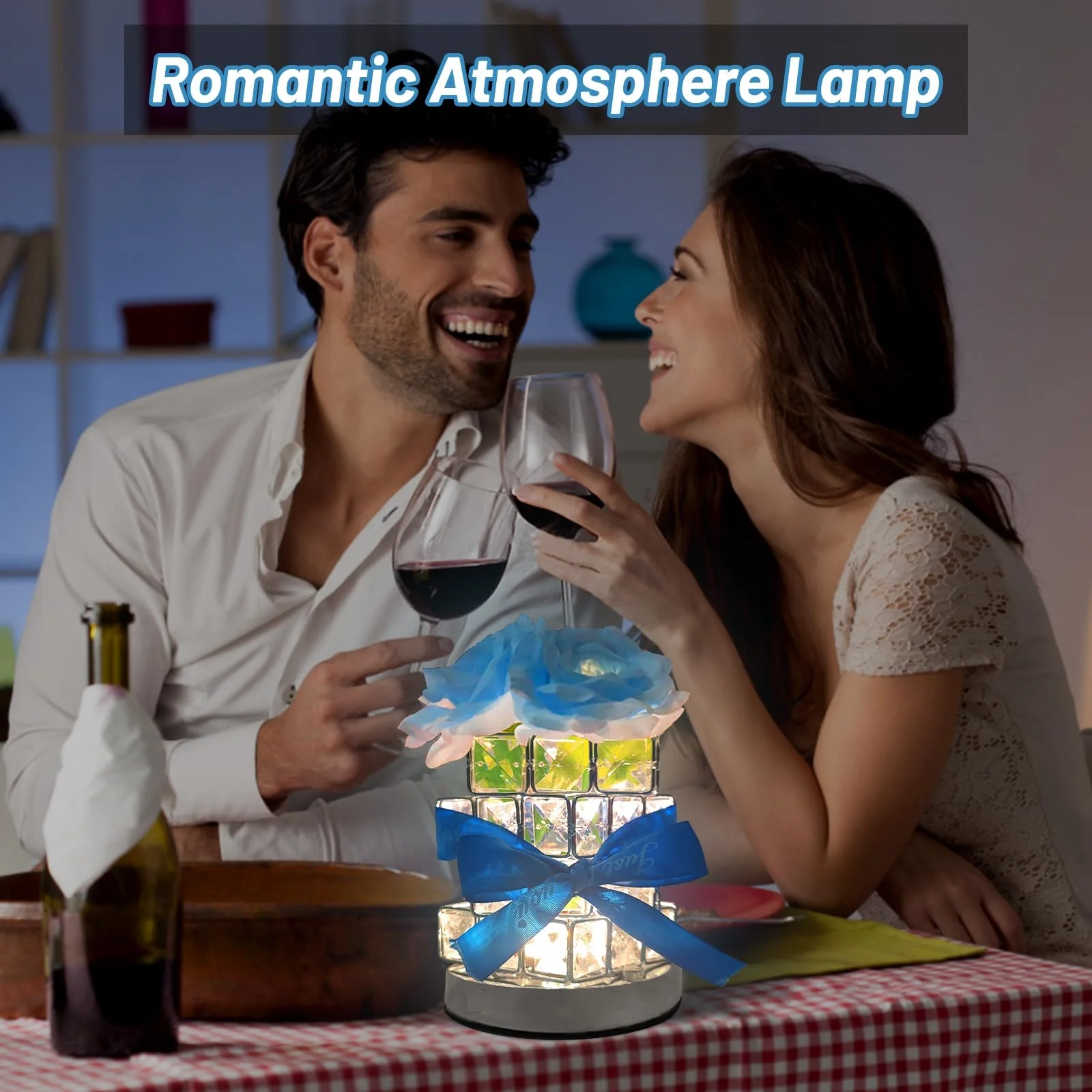Lampada da tavolo romantica in cristallo rosa Lampada da tavolo touch senza fili ricaricabile a 3 colori con attenuazione infinita Piccola luce notturna regalo floreale