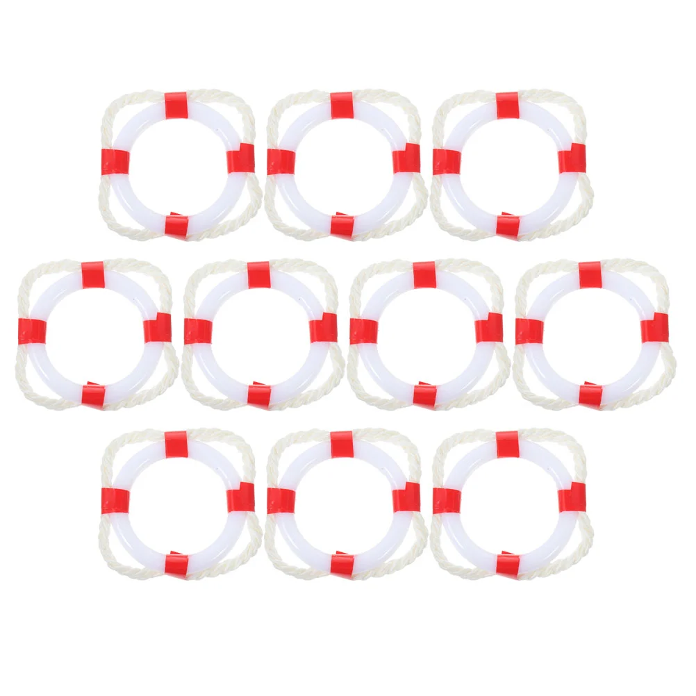 

10 Pcs Mini Life Buoy House Decors Props Decoration Miniature Plastic Swim Rings Tiny