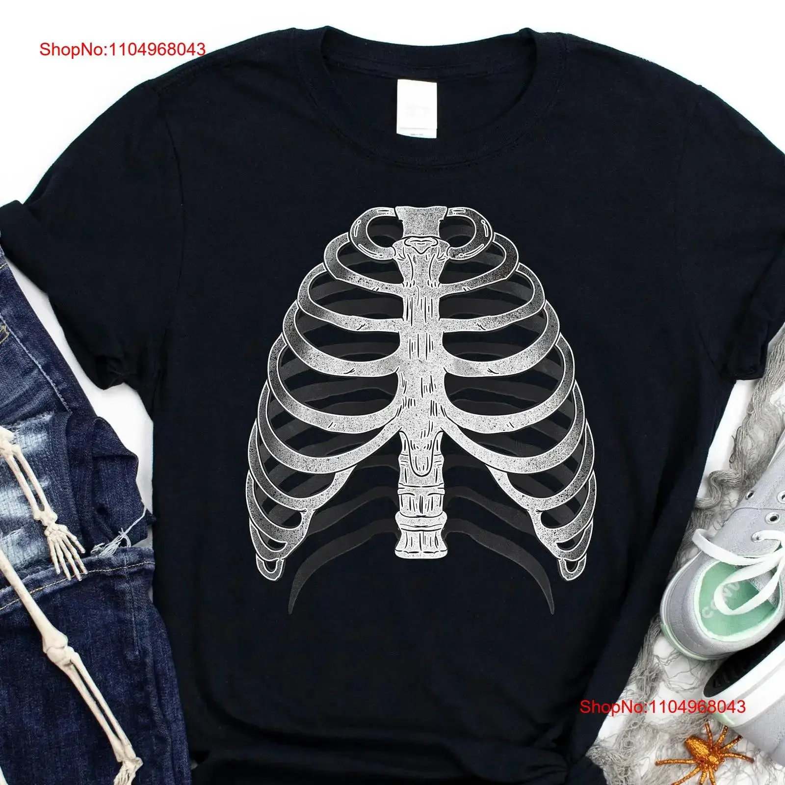 هالوين قفص الضلع تي شيرت Xray زي حفلة سترة مخيف الهيكل العظمي تشريح الأشعة العظام العمود الفقري الحبل خمر غسلها الموضة #1