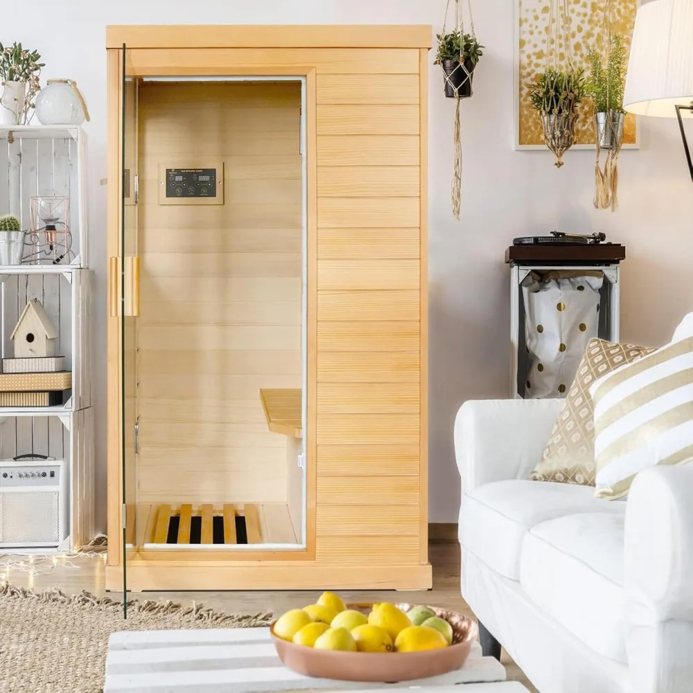 Infrared far-infrared sauna room, home, fir wood, indoor sauna for single person, Bluetooth speaker sauna room