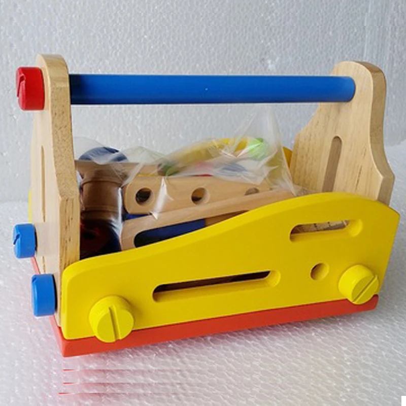 NEW  Wooden Toys Simulation Toolbox Set Nut Combination Assembly Workbench Tools Puzzle To Develop  Hands-on Ability