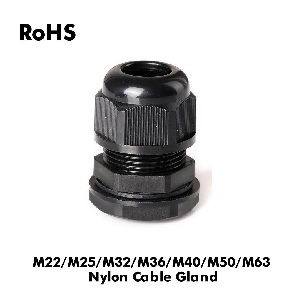 

IP68 M22/M25/M32/M36/M40/M50/M63 Wire Cable Rohs White Black Waterproof Nylon Plastic Cable Gland Connector