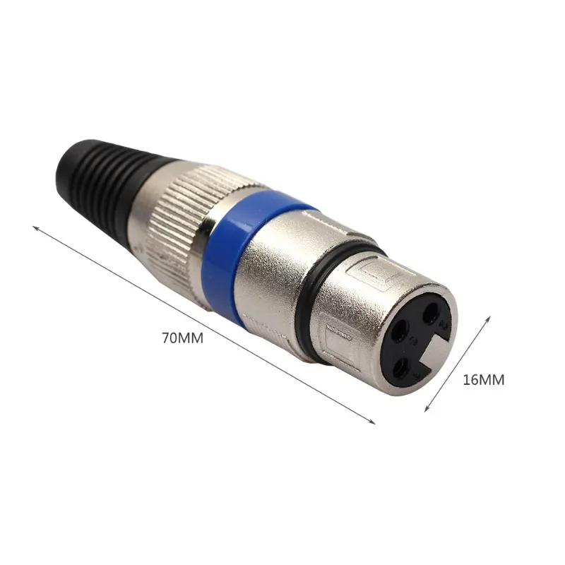 5 Pairs XLR 3 Pin Female MIC Jack Plug Audio Microphone Cable Connector Blue Black Red Green Yellow Purple