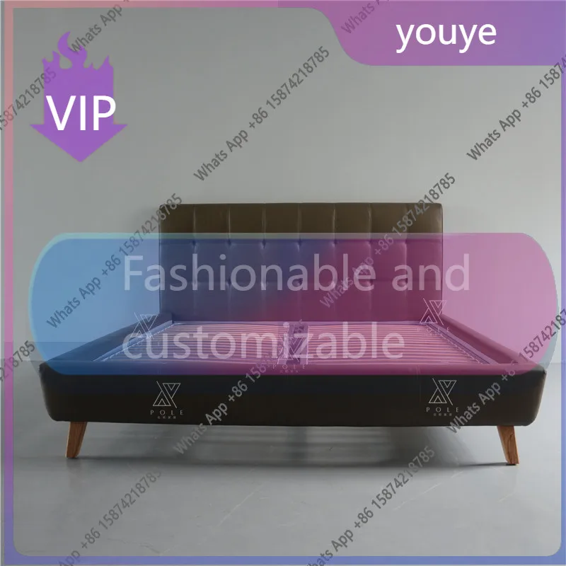 n-J Nordic Light Luxury Simple Leather Double Bed Master Bedroom Second Bedroom Leather Art Bed Simple Modern Wedding Bed Soft M