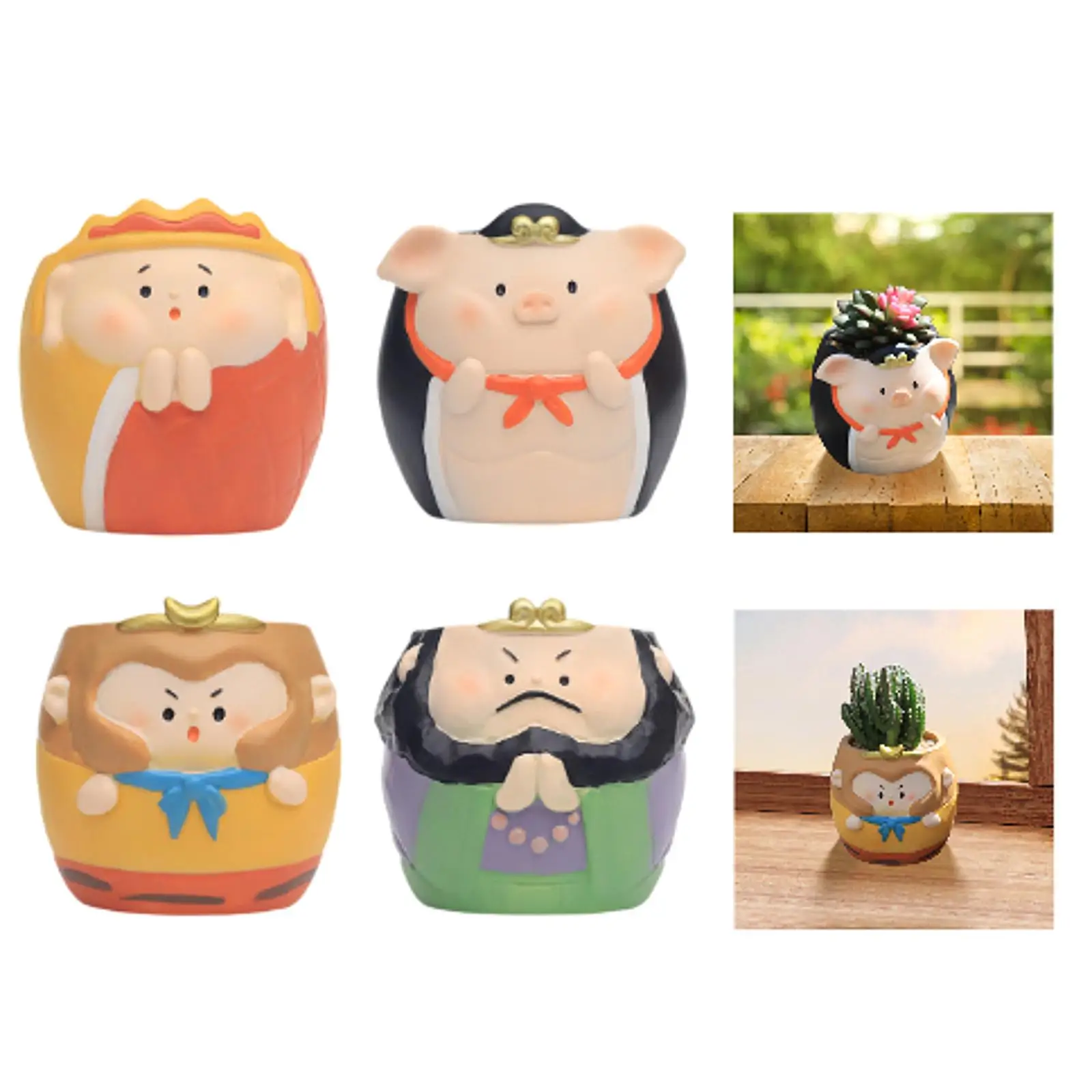 Cartoon Resin Planter Creative Journey to the West Planter Home Decoration Micro Landscape Gardening Succulent Small Planter