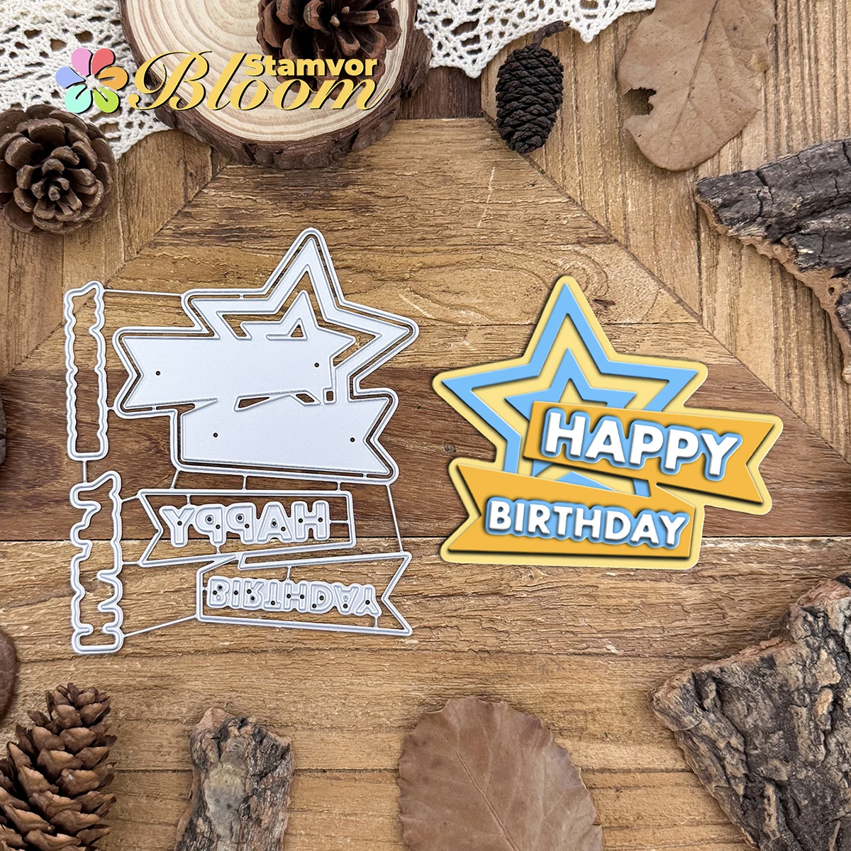 Original schöne Geburtstag Sterne Schichten Titel Metall Stanzformen Scrapbooking dekorative Prägung