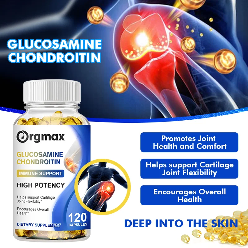 800mg Glucosamine Chondroitin & 500mg MSM Capsules with Curcumin for Joint Comfort & Mobility Bone Health Nutrition Supplement