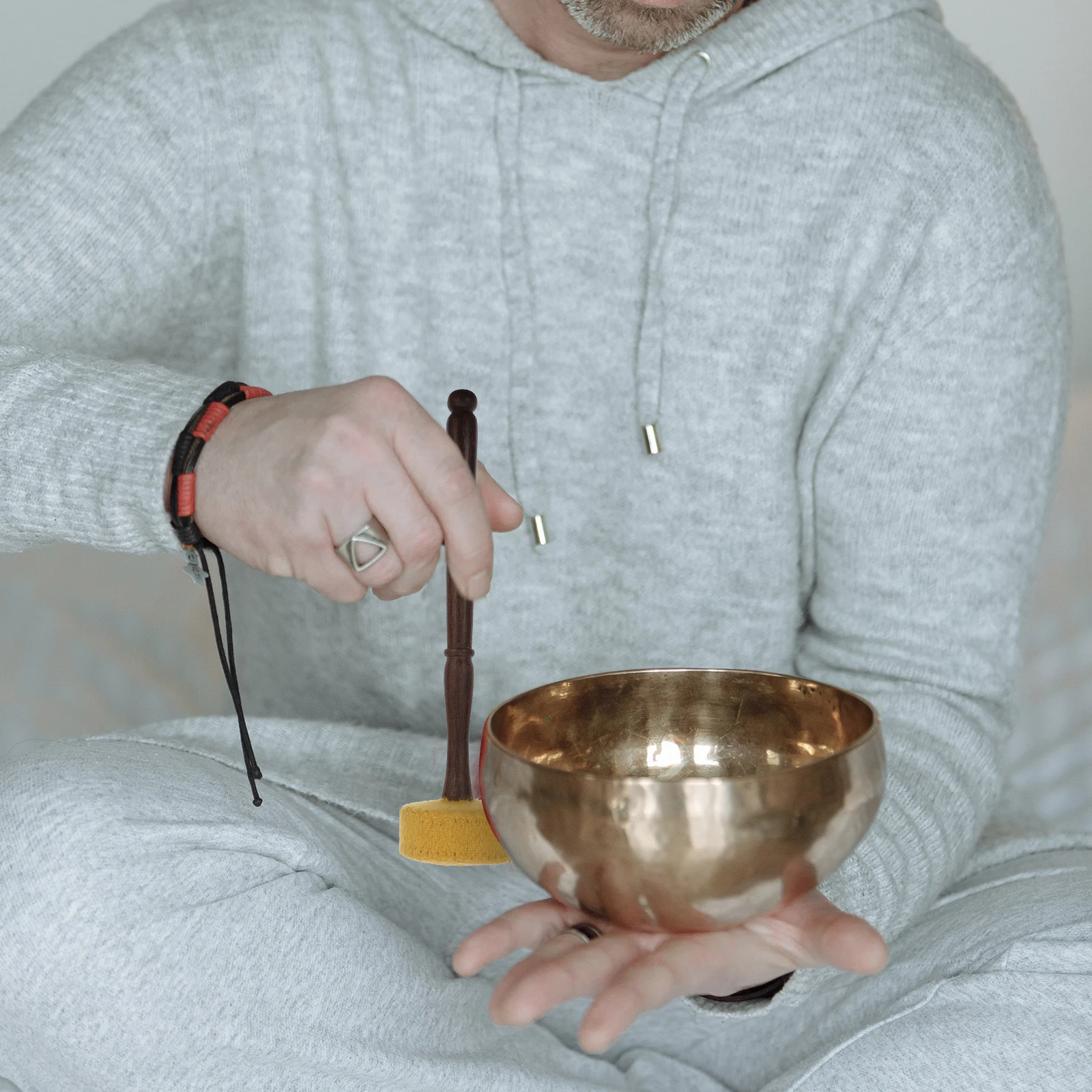 

Singing Bowl and Stick Mallet Meditation Durable Striker Sound Practical