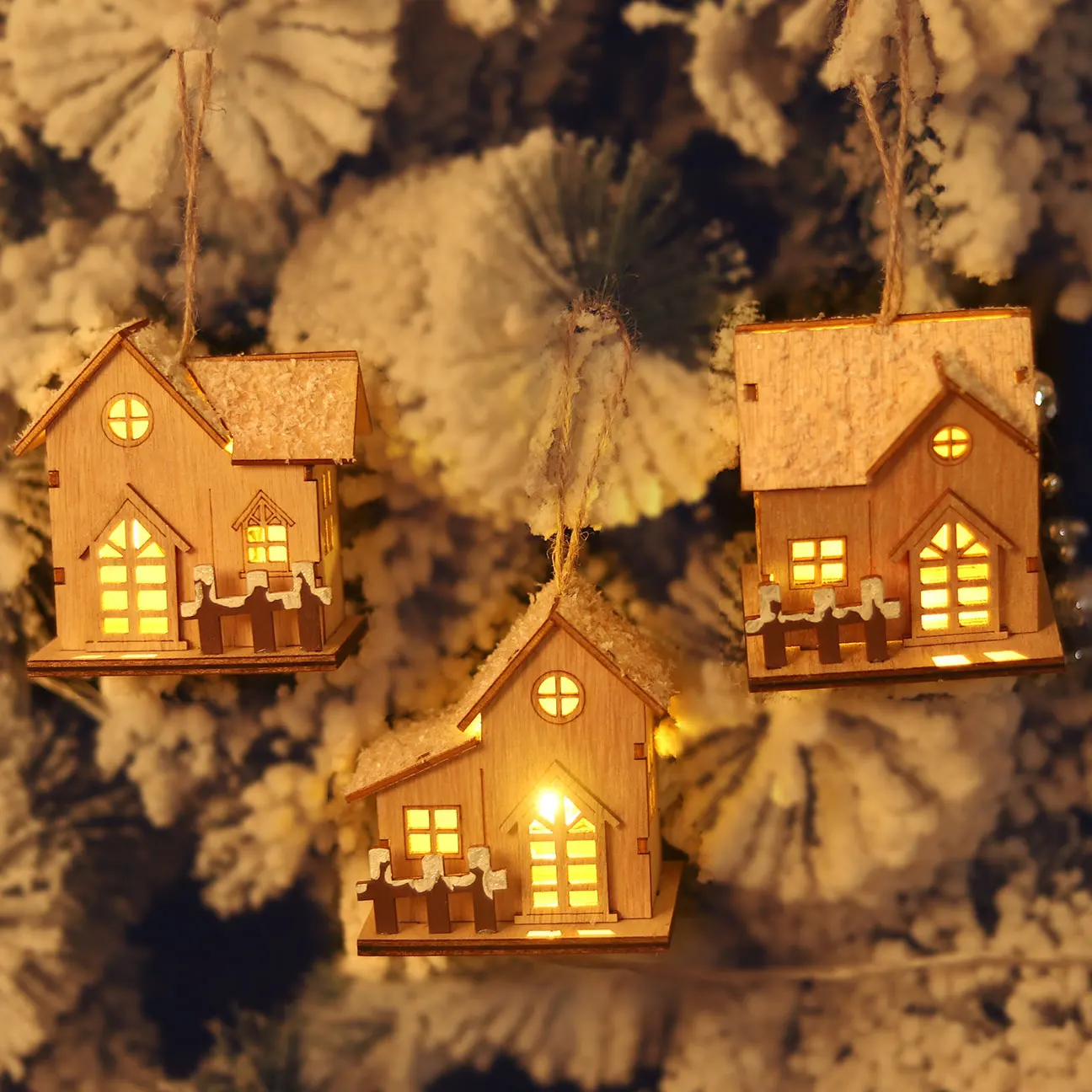 Luzes noturnas led aldeia pequena casa noite lâmpada alimentada por bateria ao ar livre pendurado lanternas natal decoração de festa festiva