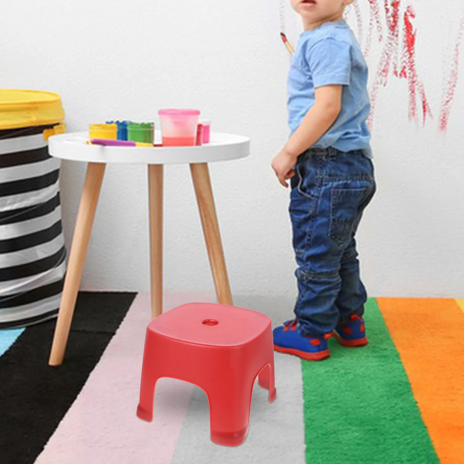 

1pc Step Stool For Kids Non-Slip Plastic Household Footstool Bathroom Toilet Bench Sturdy Kids Step Stool Home Use