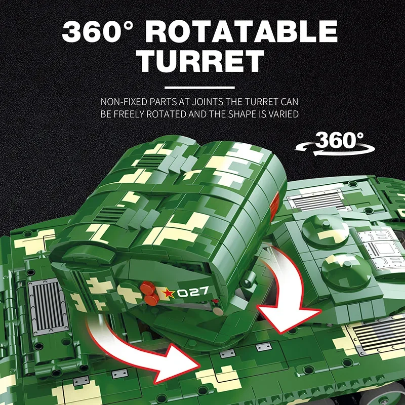 Reobrix 55027 ถังขีปนาวุธทหาร series Building Blocks รีโมทคอนโทรลอาคารบล็อกถังของขวัญของเล่นสําหรับเด็ก