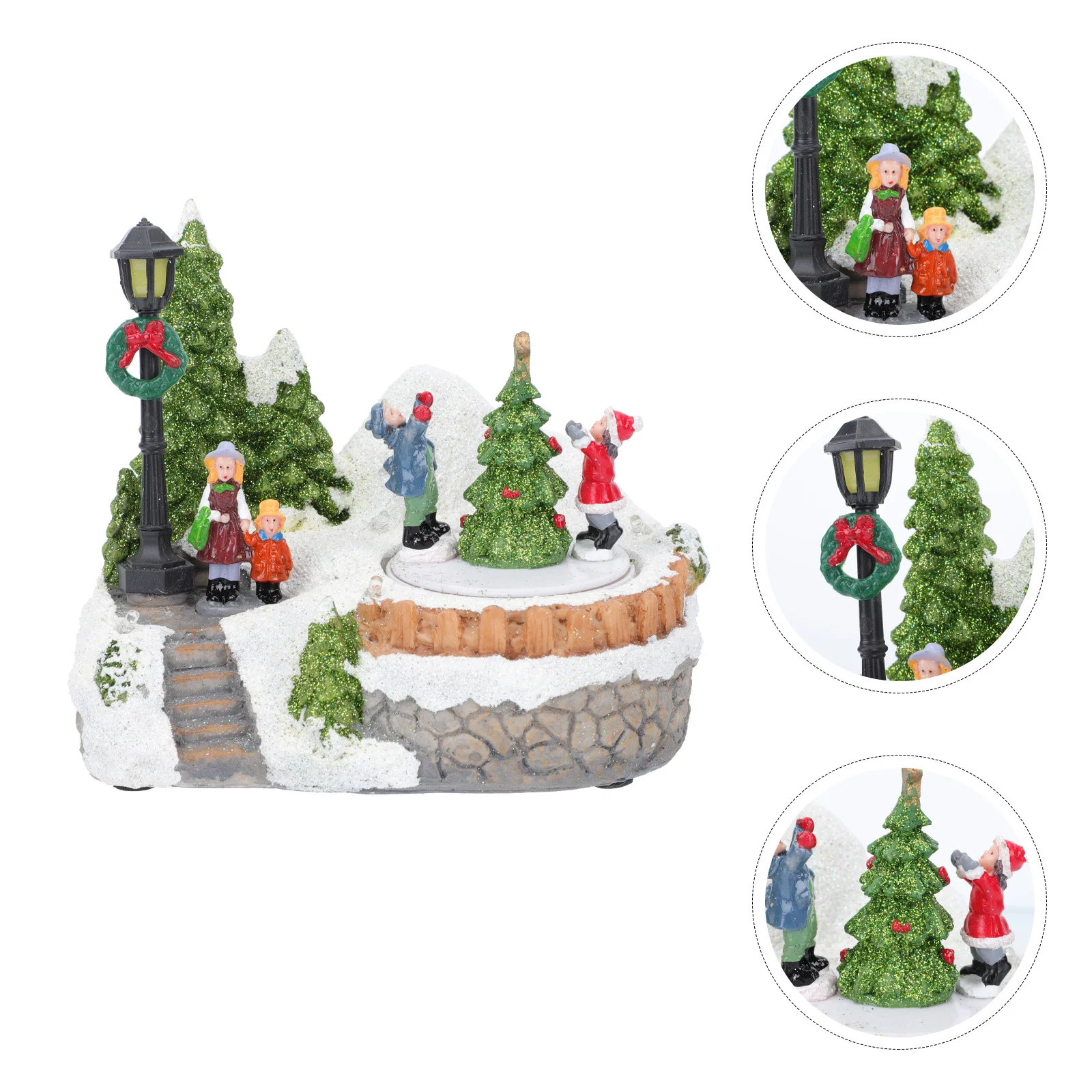 

1Pcs LED Music Small Colorful Lights Xmas Resin Decor Christmas Luminous Ornament Christmas Party Desktop Decoration