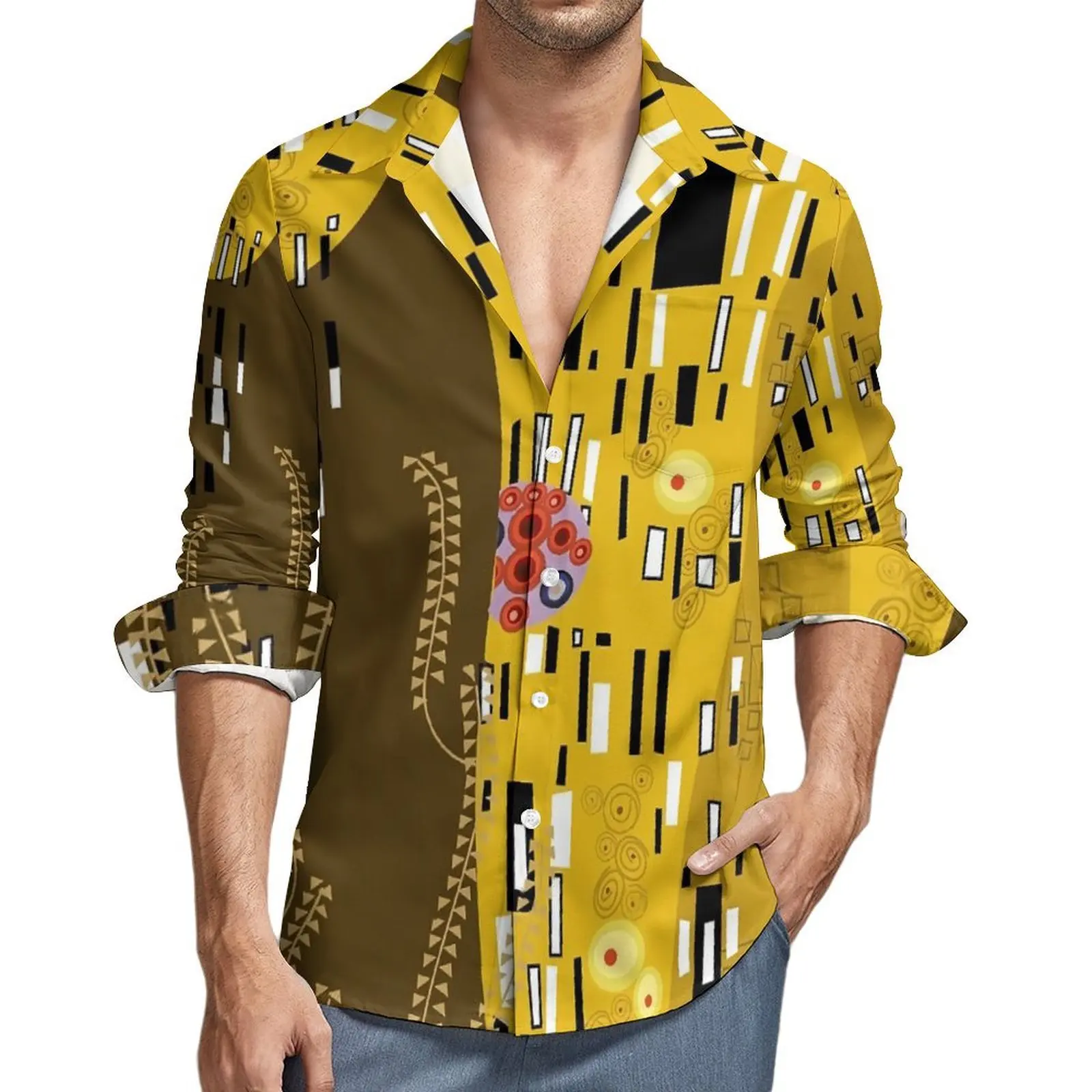 Men's Natural Abstract Design 3D Printed Long Sleeve Sleeve Shirt Hawaii Beach Leisure Vacation Thin Breathable Beach Shirt Men