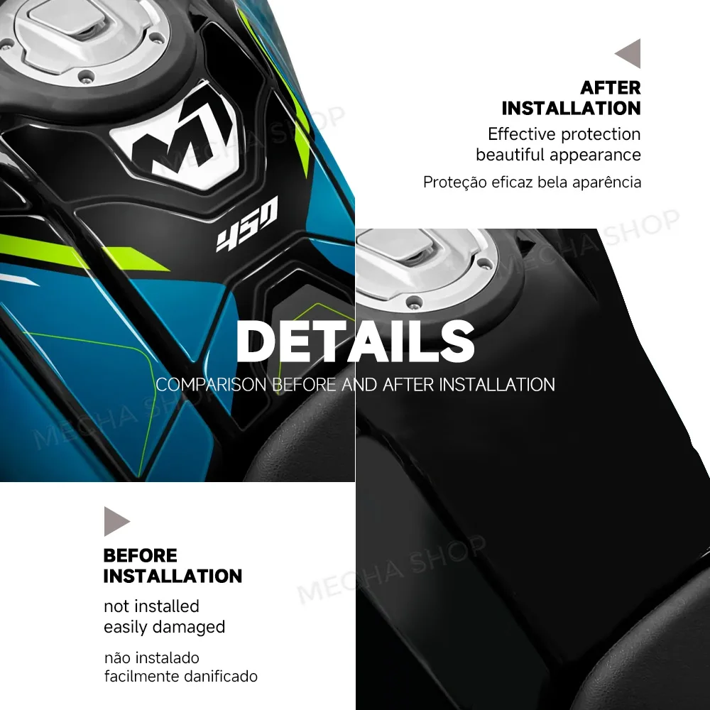 For CFMOTO 450MT 2026 450 MT Accessories 3D Resin Tank Pad Protection Stickers Kit Waterproof Decal Stickers Kit 4