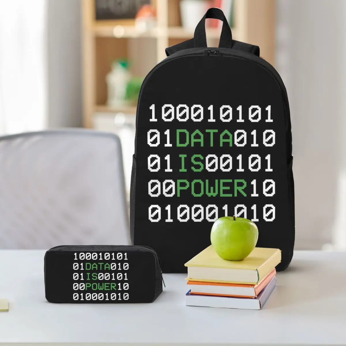 Hacker Code Binary Code Geek Science Computer Backpack BookBag School Bag Shoulder Bags 3ps Insulated Lunch Bag Pencil Case