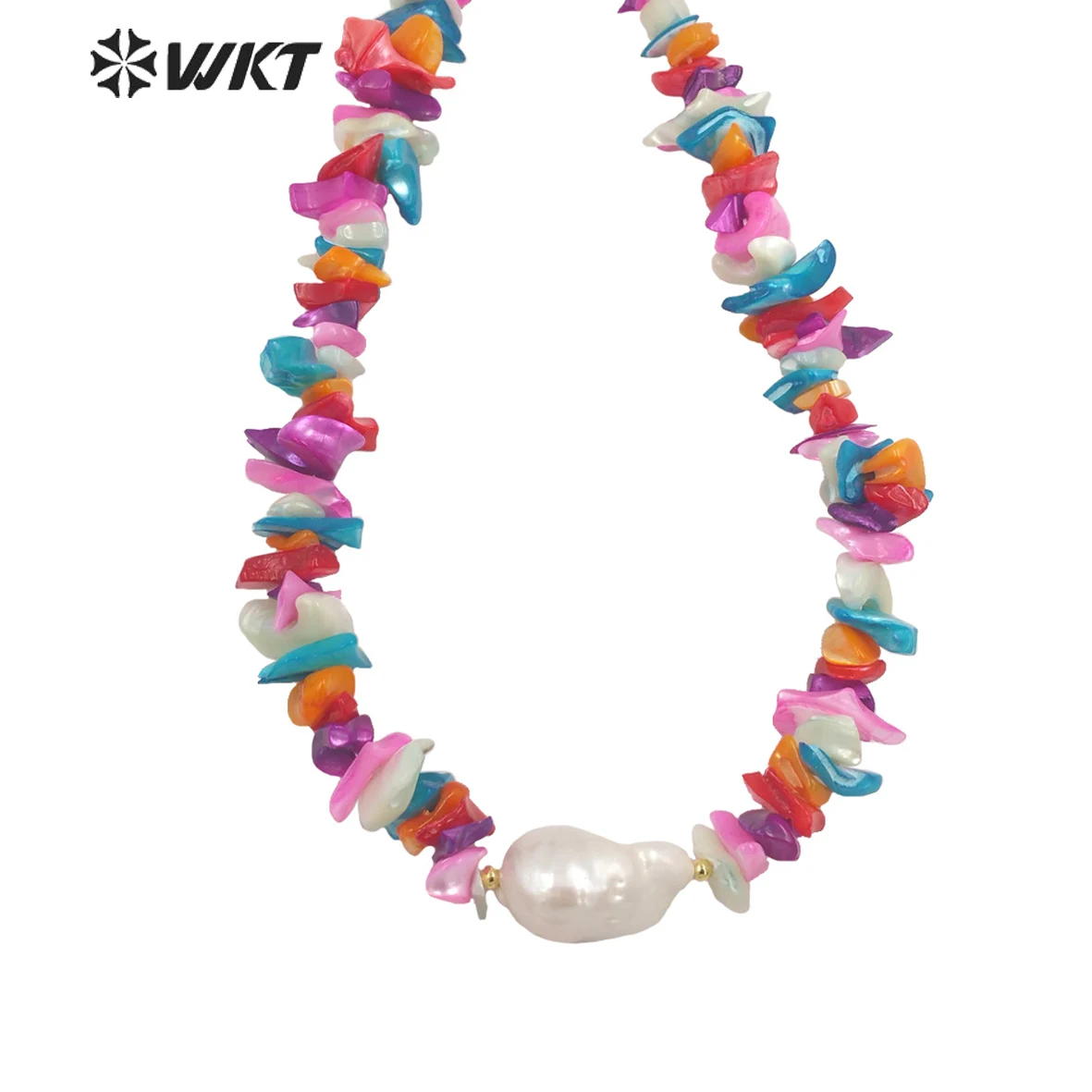 WT-JN183 Wholesale Fashion Populared Vintage Irregular Shell Beads Baroque Pearl Necklace Women Hand Strand Beads Decoration