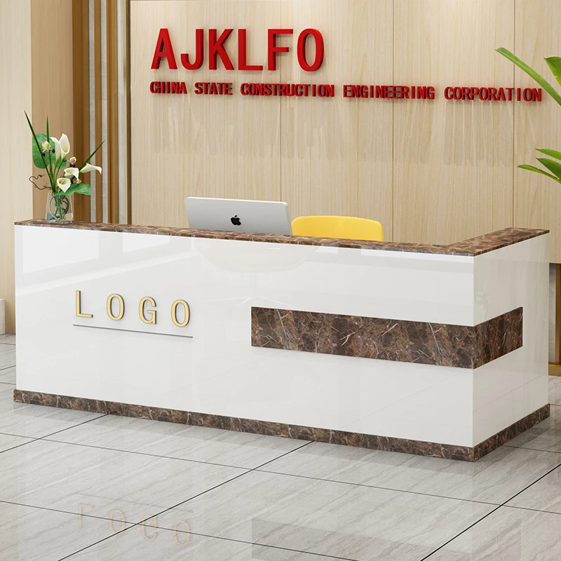 

Sign Beauty Reception Desks Display Salon Retro Luxury Reception Desks Podium Nordic Recepción Negocio Commercial Furniture