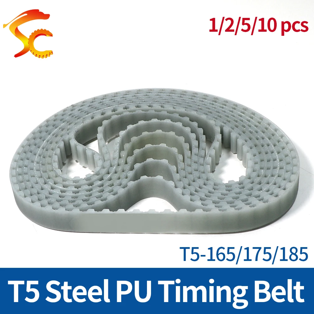 

ONEFIRE T5 steel polyurethane wire timing belt T5 165/175/185 Trapezoidal tooth belt Width 6/10/15/20mm PU Timing Belt