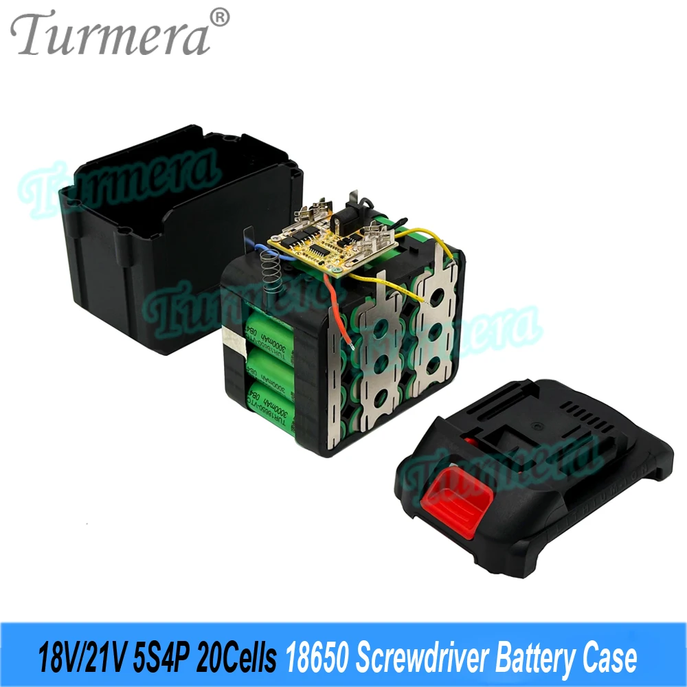 Turmera 18V 21V Screwdriver Battery Case 5X 10X 15X 20X 18650 Holder 5S 50A  Lomvum Zhipu Hongsong Jingmi For Makita 18V Battery