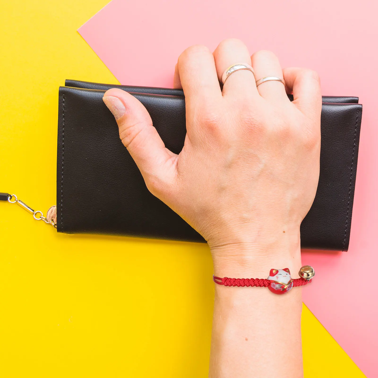 

Набор из 3 браслетов «Счастливый кот» (Манэки-нэко), японский красный шнурок, регулируемый браслет-талисман для женщин и девочек, милый и модный