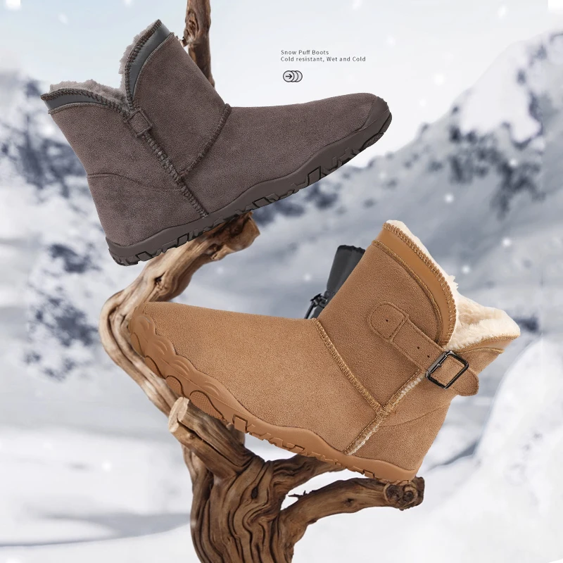 

New Winter Booties Outdoor Waterproof Barefoot Boots For Men Ankle Boots Plush Warm Snow Shoes Non-slip Casual Sneakers Big Size