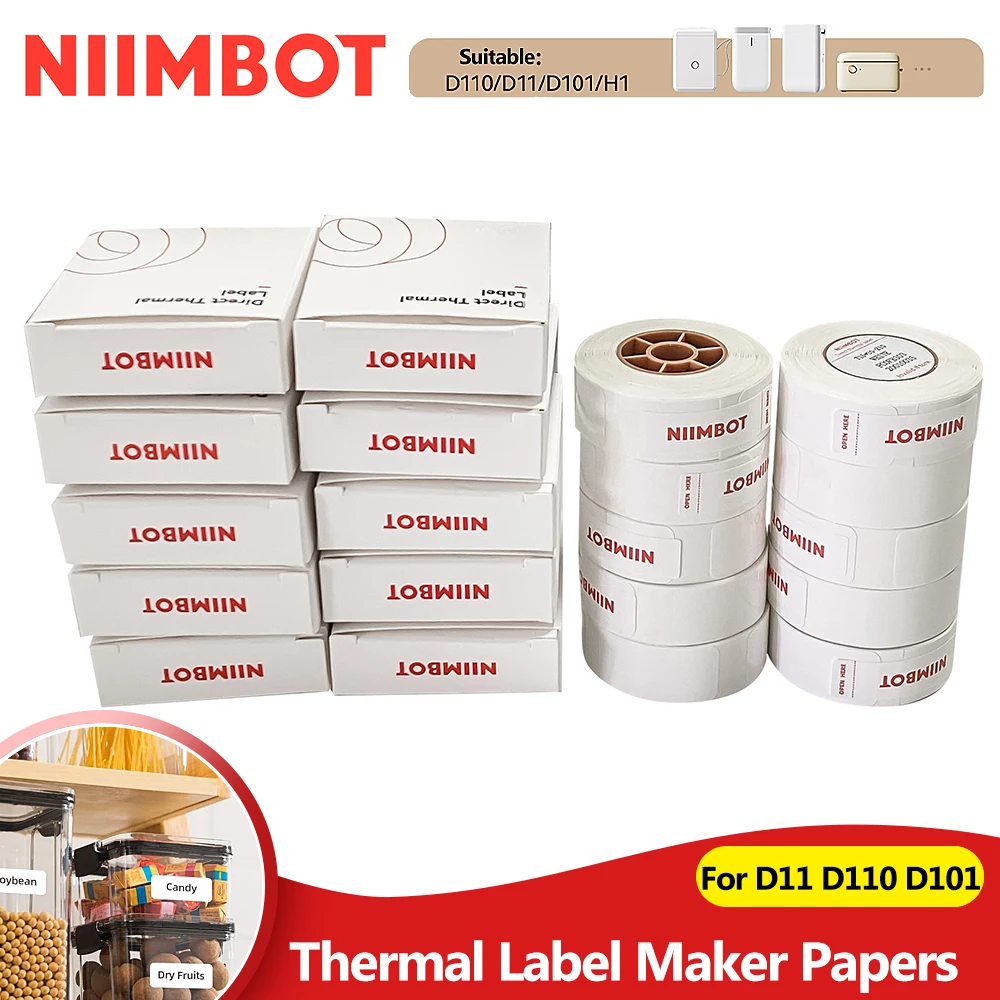 Niimbot Official Thermal Label Sticker Paper White Tape Papers Waterproof Anti-Oil Label 12-15mm For D11 D101 D110 Printing