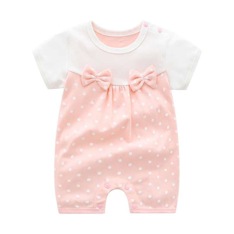 Ropa de algodón puro para niña, ropa bonita de manga corta, color rosa, para verano, 3-6-9 meses