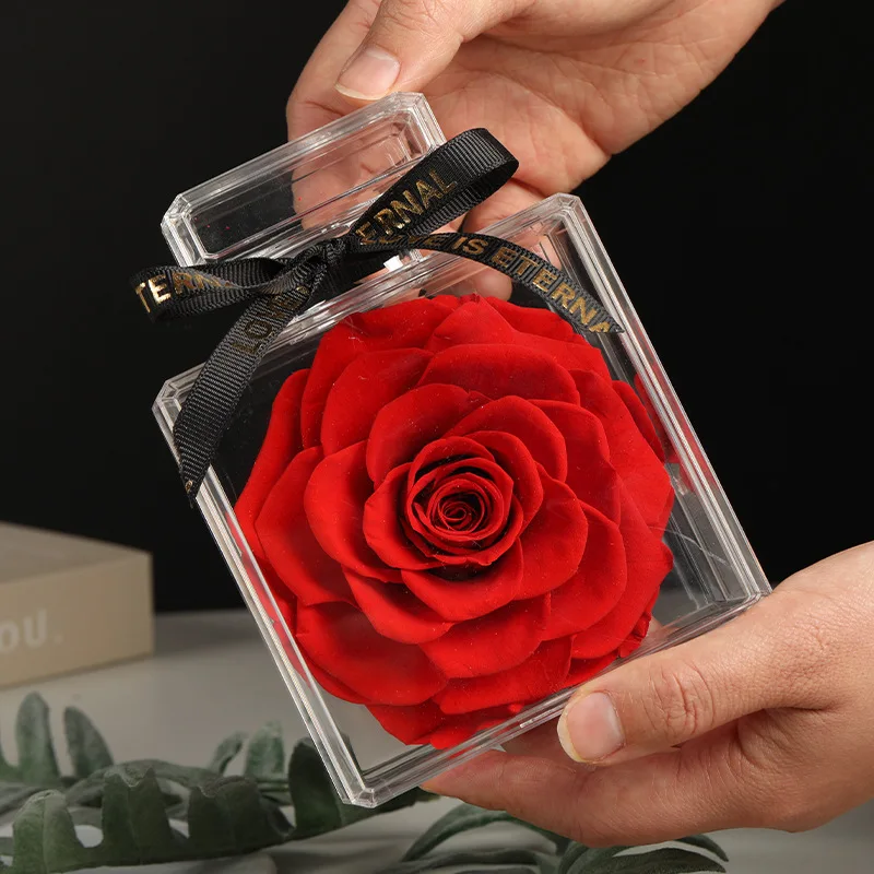 

Factory directly supply Mother Day eternal flower rose preserved in acrylic perfume bottle