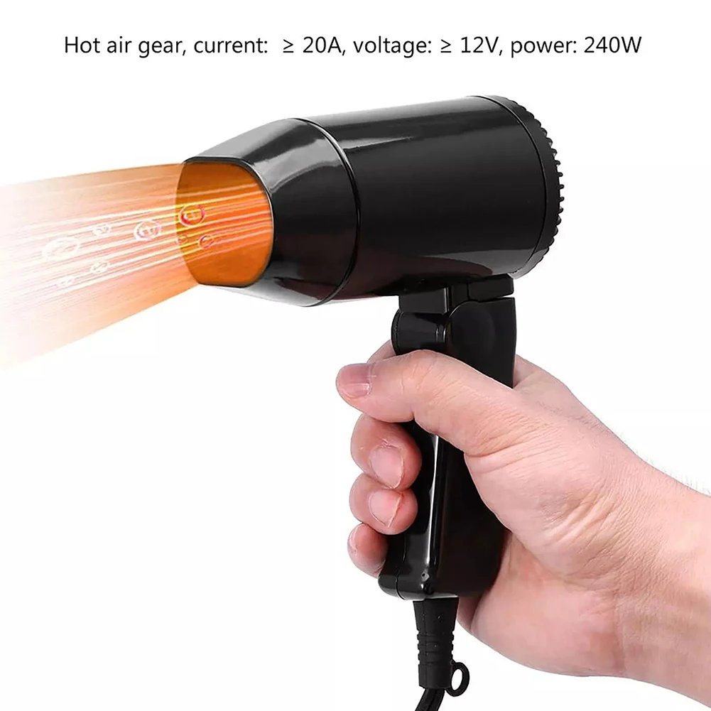 12V Vehicle Car Hair Dryer Hot Cold Folding Blower Portable For Window Defroster Car Cleaning Tool Handheld Air Blower