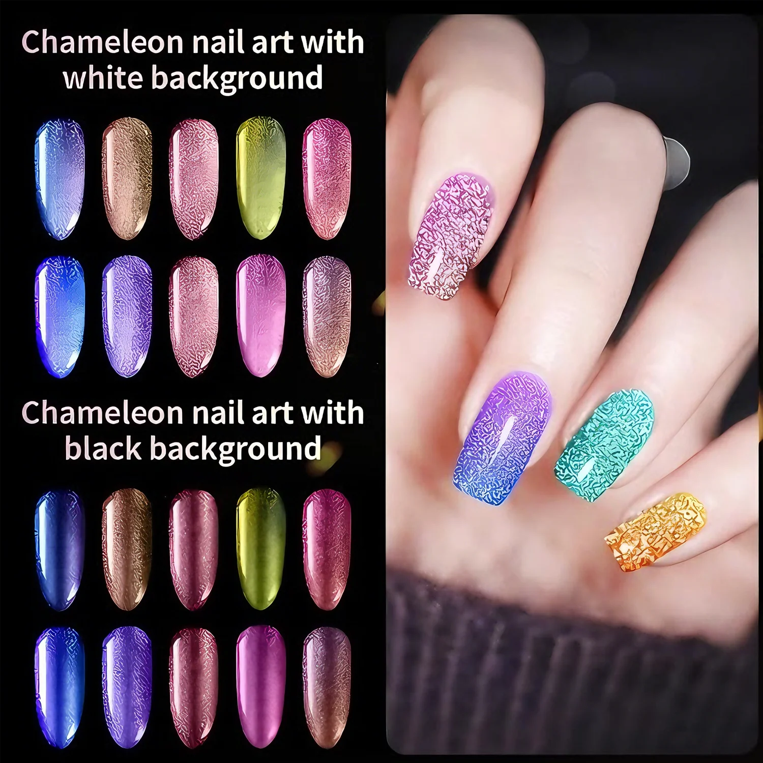 3g/Jar Chameleonic Nail Powder Nail Art Glitter Decoration Metallic Mirror Effect Pigment Powder for Resin Craft & Nail Art