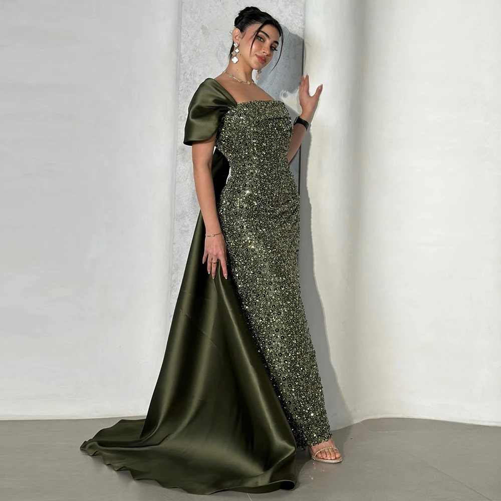 Vestido de noche elegante con cuentas árabes de Dubái para mujer, vestido Formal de sirena de lujo con hombros descubiertos para fiesta de graduación y boda, personalizado, 2024