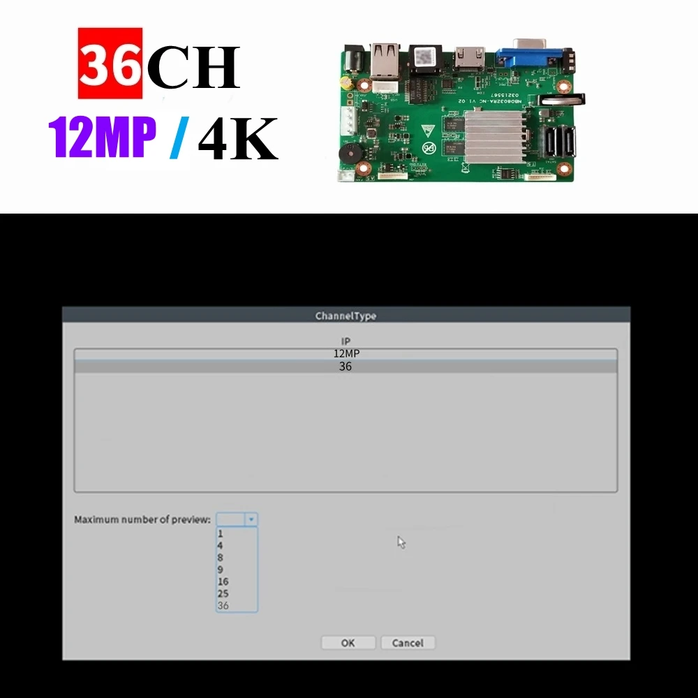 4K 36 CH*12MP H.265/H.264 Intelligent Analys NVR DVR Network Digital Vidoe Record with SATA Line IP Camera XM CMS XMEYE CCTV