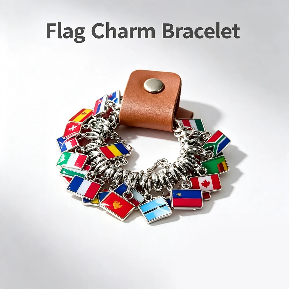 2/4/6 World Country Flag Pendant Customizable Stainless Steel Keychain Bag Charm Sending To Friends and Family Gift Wholesale
