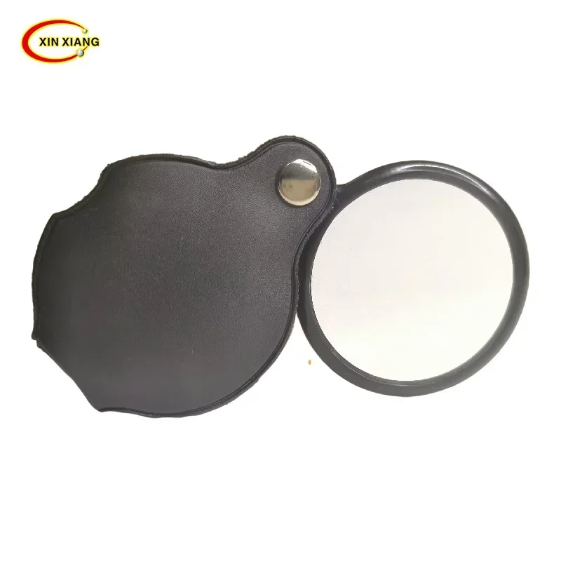 Black Handheld Magnifier 6X Leather Magnifier Loupe Pocket Magnifying Glass Reading Monocle Jewelry Loupe Gift Glasses Lupa