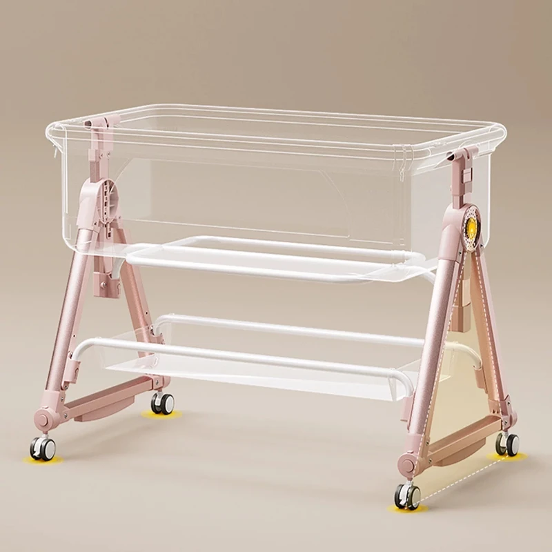 Portable Baby Bassinet Foldable Height Splicing Baby Cradle Bed 3 in 1 Baby Cribs Bedside Sleeper for 0-18 Months Infant