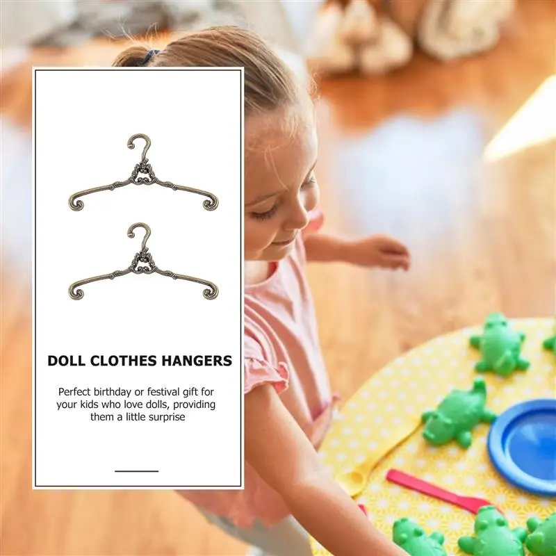 12 Stuks Mini Kleerhangers Pop Kleding Jurk Hangers Mini Huis Poppenhuis Antieke Metalen Hanger Om Winkel Kleding Ondersteuning