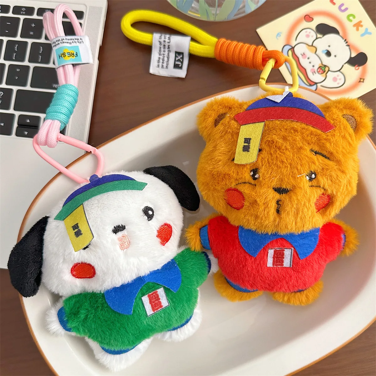 24 قطعة/الوحدة 12 سنتيمتر لطيف صار الدب مضحك غيبوبة أفخم المفاتيح قلادة جرو دمية لعبة حقيبة مدرسية الديكور سحر #4