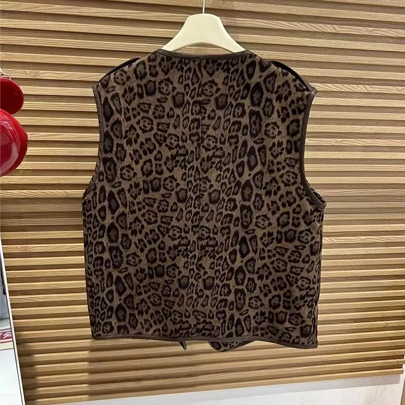 Faionable ليوبارد طباعة سترة Jaet المرأة ملابس خارجية الخريف الشتاء جديد Sle زر واحد الخامس Ne ألياف البوليستر 00%