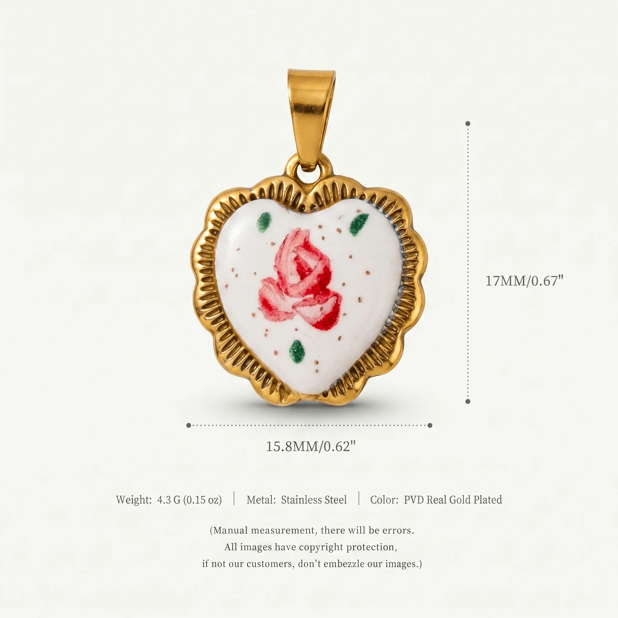 Neue Niedliche und Frische Geometrische Liebesblume aus 316 Edelstahl, Wasserdicht, Farbbeständig, DIY-Anhänger für Schmuck – Detail 4