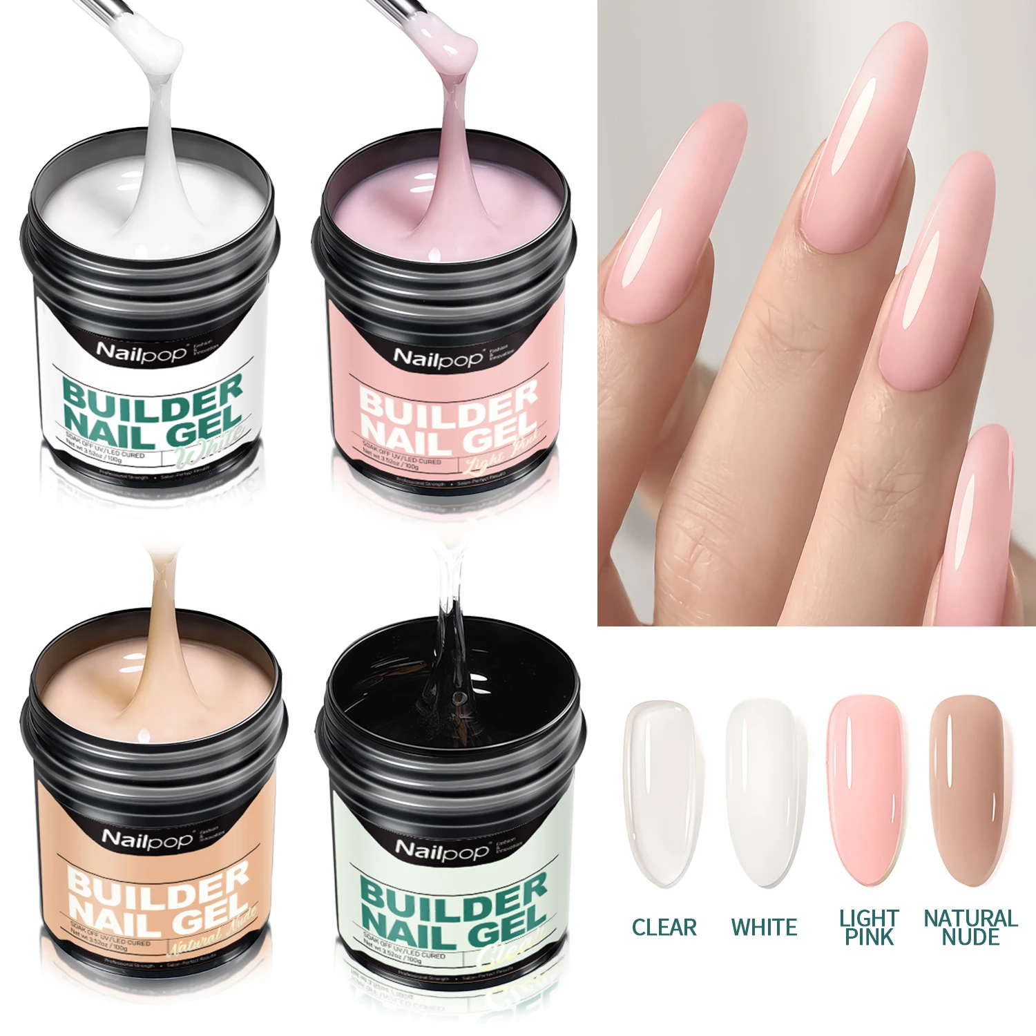 

Nailpop100g Milky Smooth Builder Gel Large Capacity Nail Extension Acrylic UV/LED Gel Suitable for DIY Nail Art Design Tools