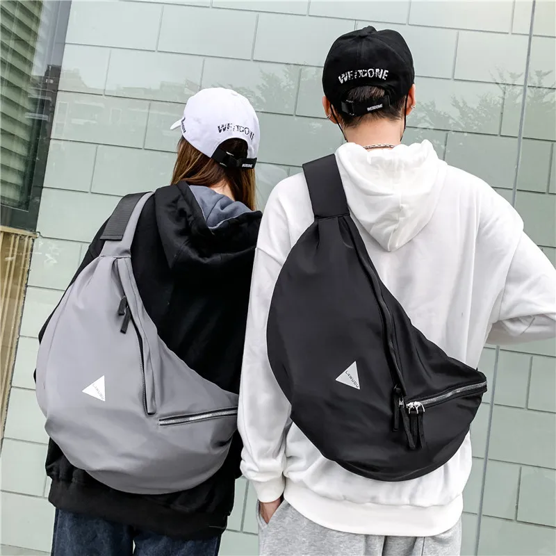 New street trend nylon crossbody bag Korean version of solid color chest bag backpack shoulder bag for men and women purses