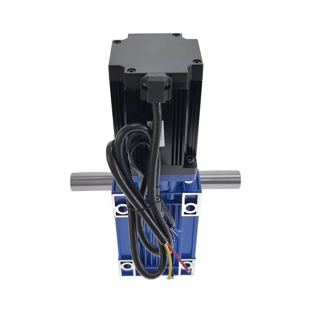 Industrial 48V 1500W High-Torque Brushless DC Motor with RV075 Worm Gearbox for Crawler/Tracked Vehicle Chassis