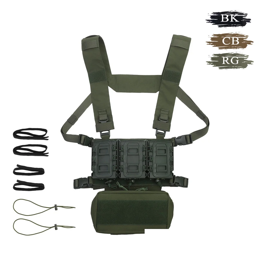 Laser-Cut Chest Rig Triple Mag Pouch Included Lightweight MOLLE System Chest Hanging Vest Hunting Shooting Accessories