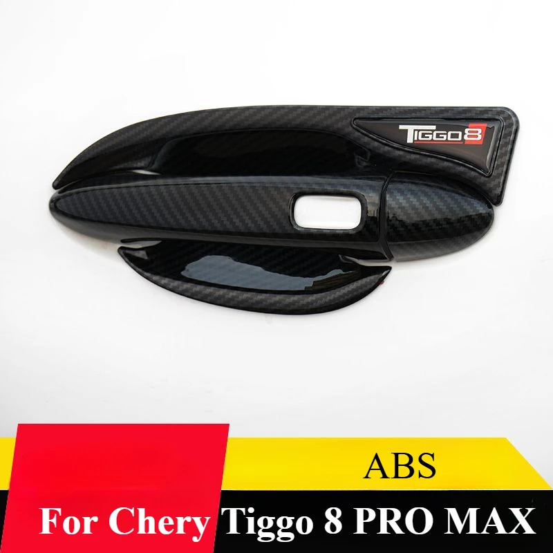 Door Handle For Chery Tiggo 8 PRO Accessories Carbon Black Car Side Door Knob Protector Frame Anti Scratch Cover Trim