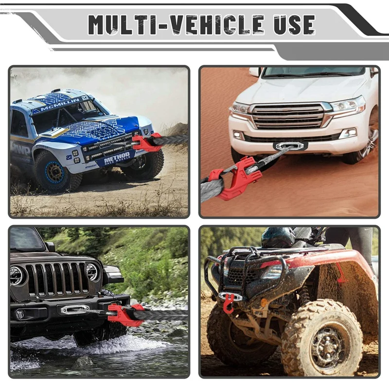 Precise 3/8 Inch Winch Hook Heavy Duty, ATV Winch Hook, Winch Tow U-Clamp Sliding Hook For Synthetic Rope Winch Cable ATV UTV