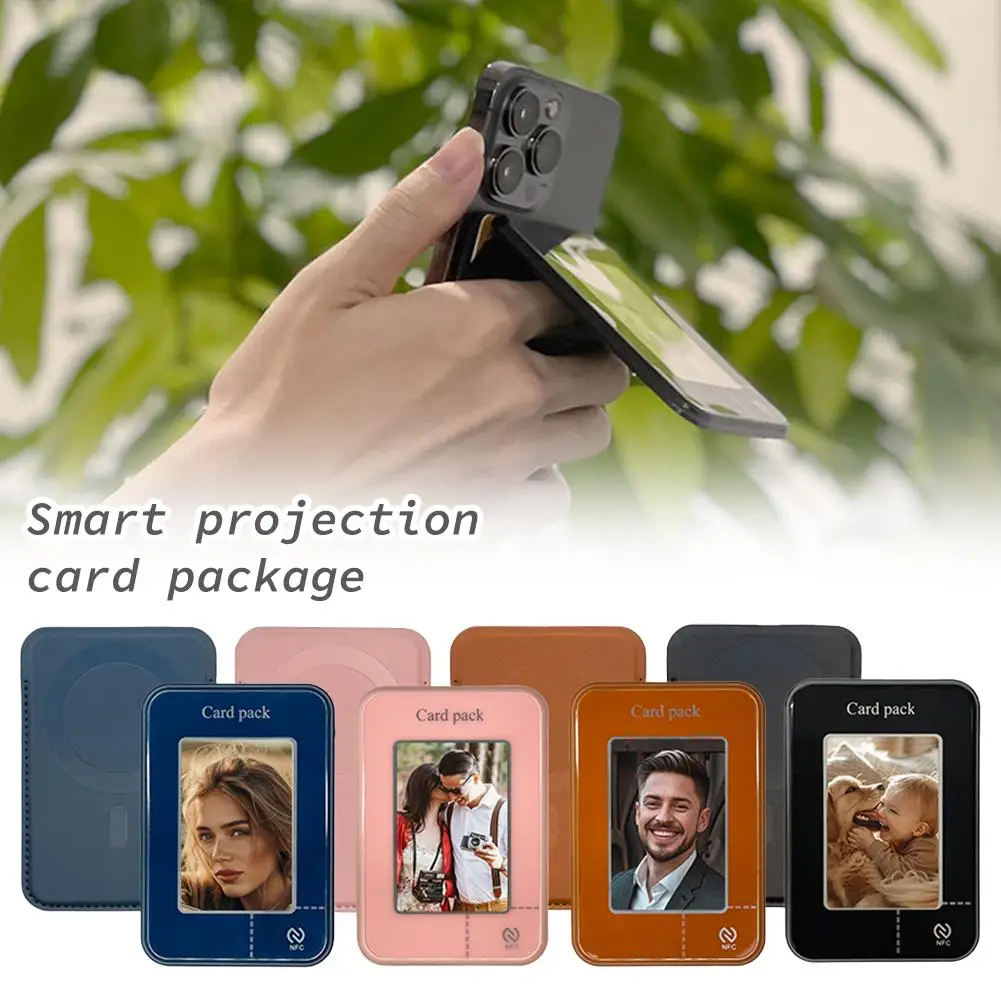 

For Iphone Series Mobile Phone Card Holder Magnetic Bag Personality Holder Projection 4color Card Screen Card Intelligent D Y0Y1